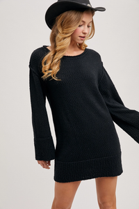 Black Chunky Tunic Sweater Dress