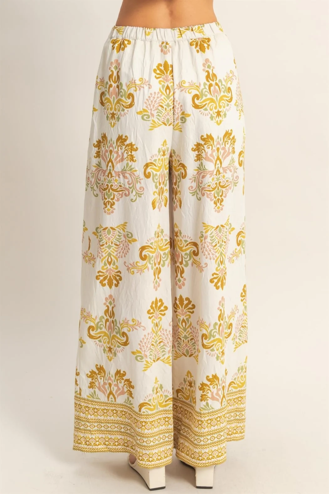 Floral Print Palazzo Pants Yellow