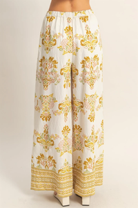 Floral Print Palazzo Pants Yellow