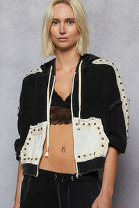 POL Black Stud ZIp Up