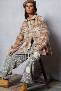 POL Mohair and floral shacket