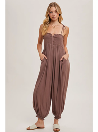 Mocha Smocked Jumpsuit