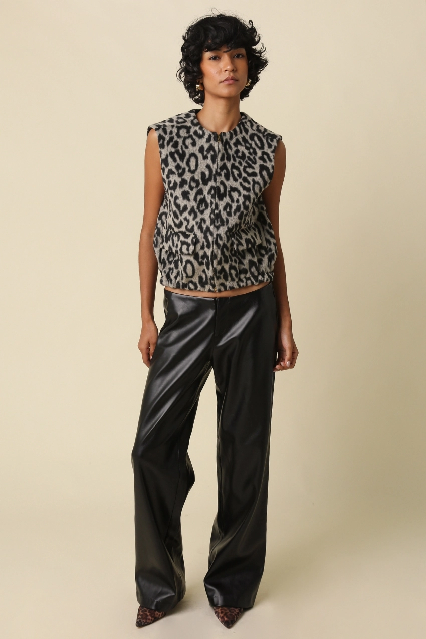 Black Faux Leather Wide Leg Pants