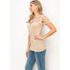 Beige Bling Cutout Short Sleeve