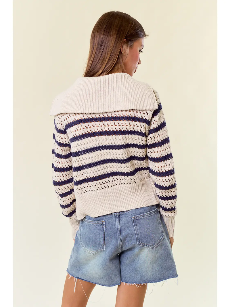 Zip Up Open Knit Sweater Jacket