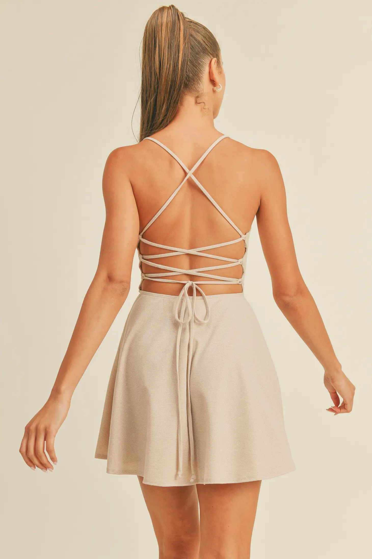 beige skater dress Beige Skater Dress All There Boutique