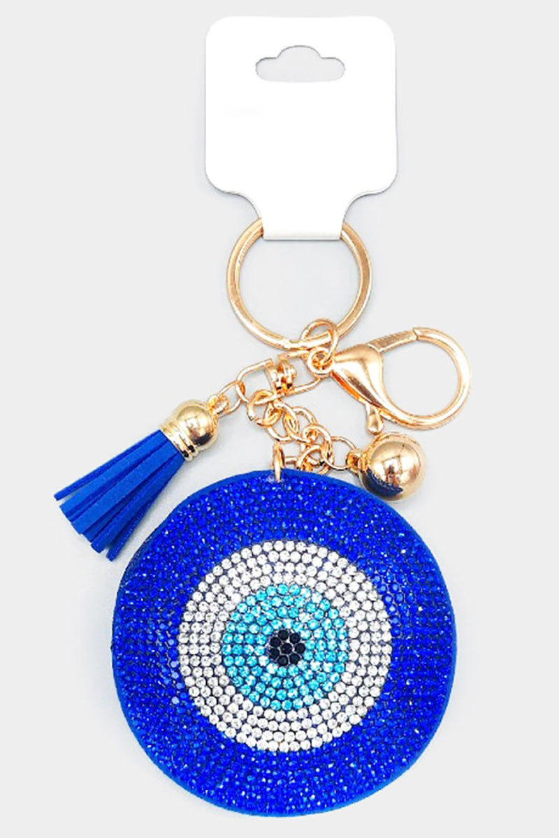 Blue Bling Evil Eye Keychain