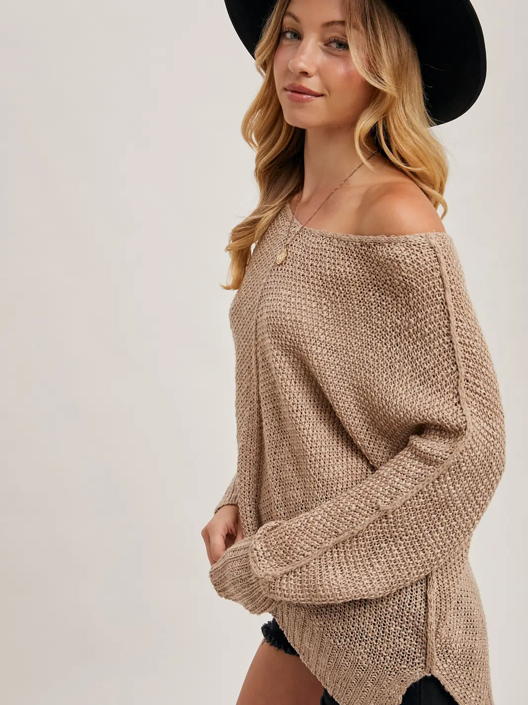 Taupe Reverse Seam Sweater