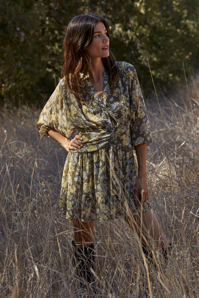 Green floral dress