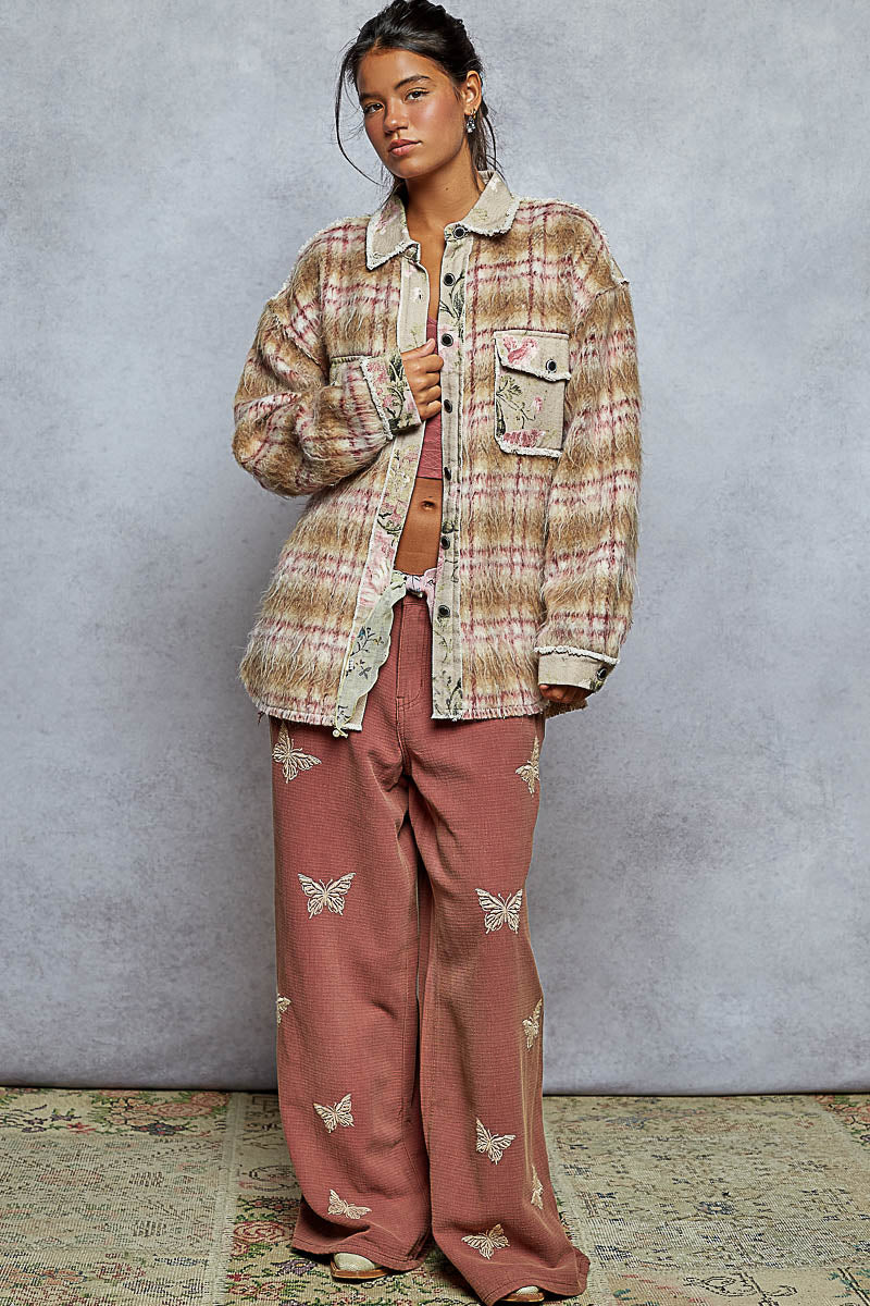 POL Mohair and floral shacket