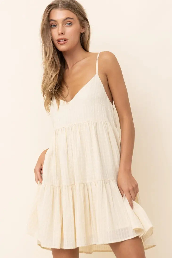 Cream Ruffle Mini Dress