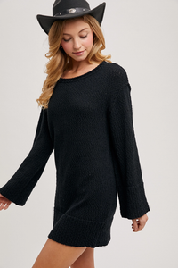 Black Chunky Tunic Sweater Dress