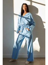 Blue Long Sleeve Jumpsuit