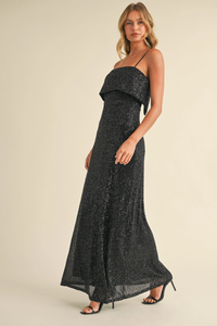 Black Sequin Maxi Dress