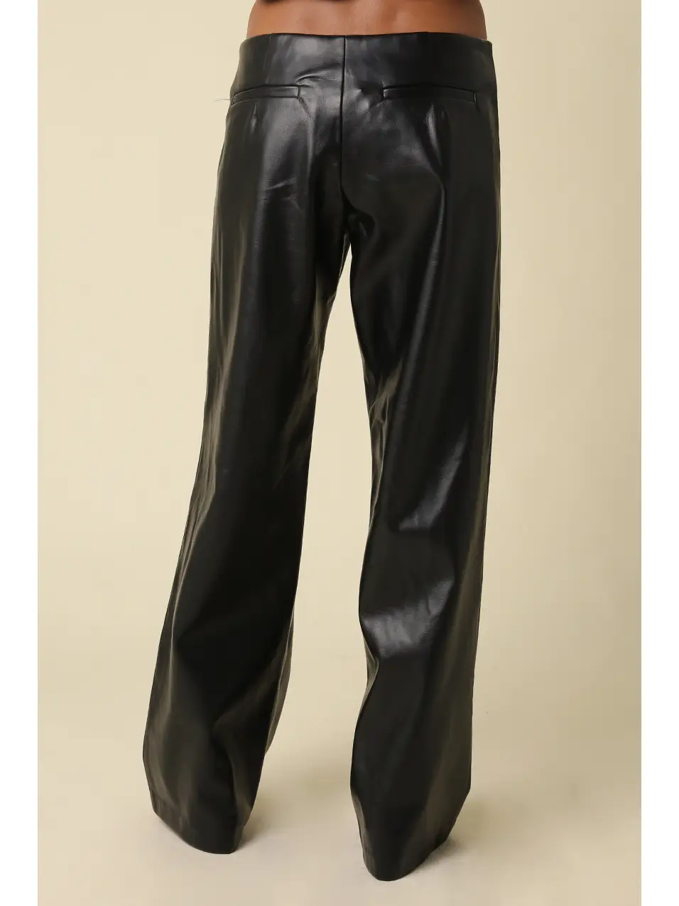 Black Faux Leather Wide Leg Pants