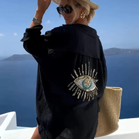 Black Evil Eye Button Down
