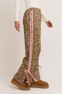 Leopard Track Pants Pink Bows