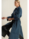 Denim Snap Button Midi Dress