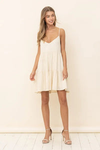 Cream Ruffle Mini Dress