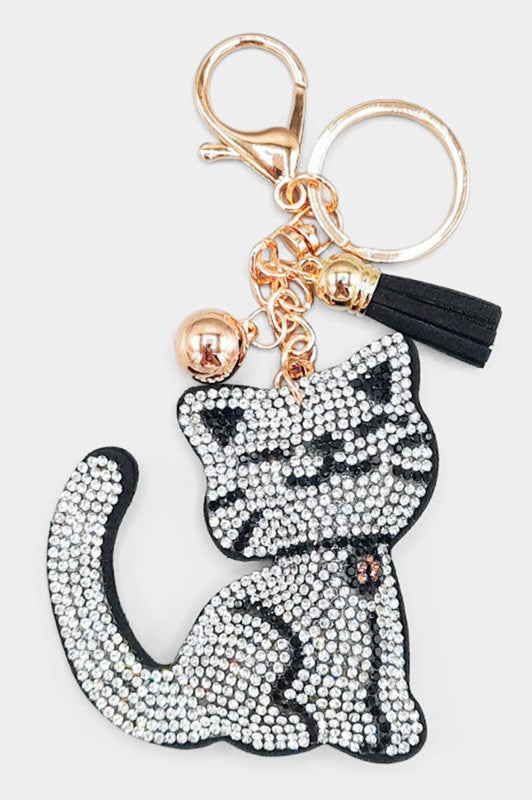 Glam Cat Keychain Black