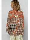 POL Brown Floral & Plaid Button Down