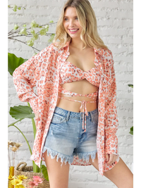 Orange Leopard Bralette + Button Down