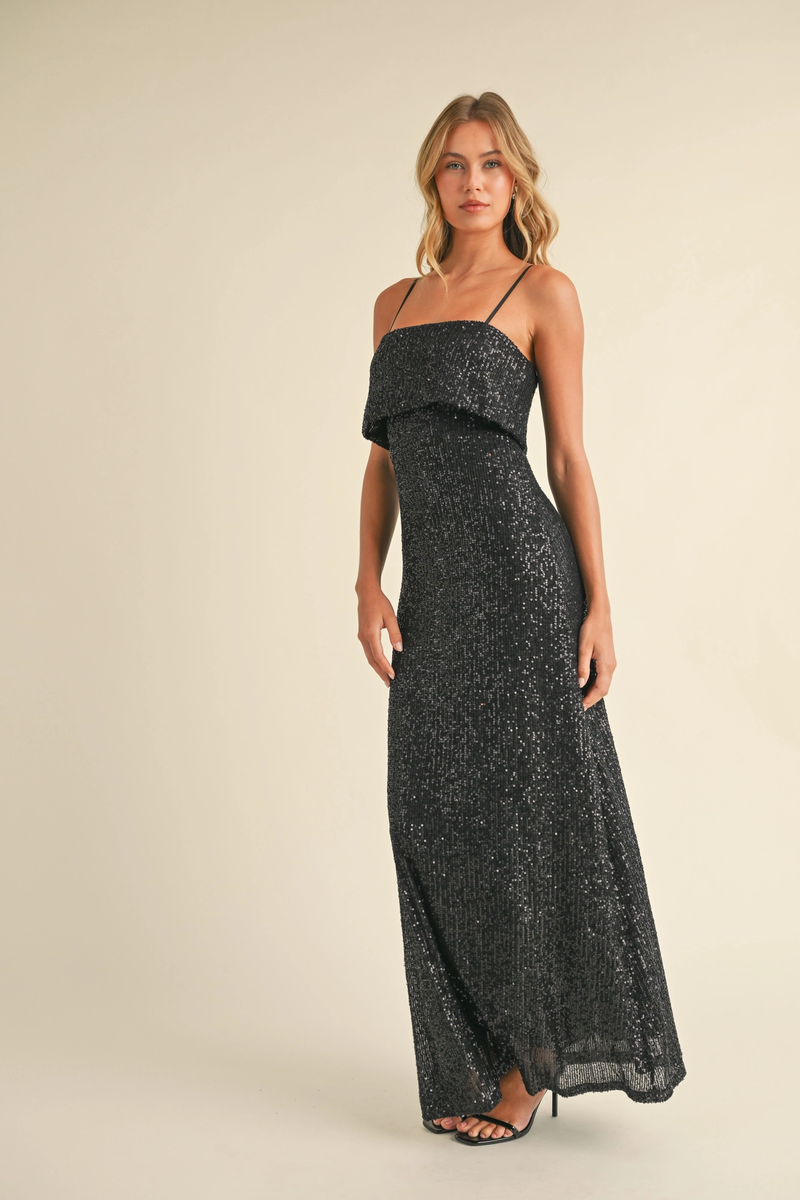 Black Sequin Maxi Dress