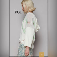POL Distressed Star Sweater Green
