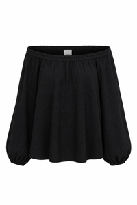 Black Linen Off the Shoulder Top