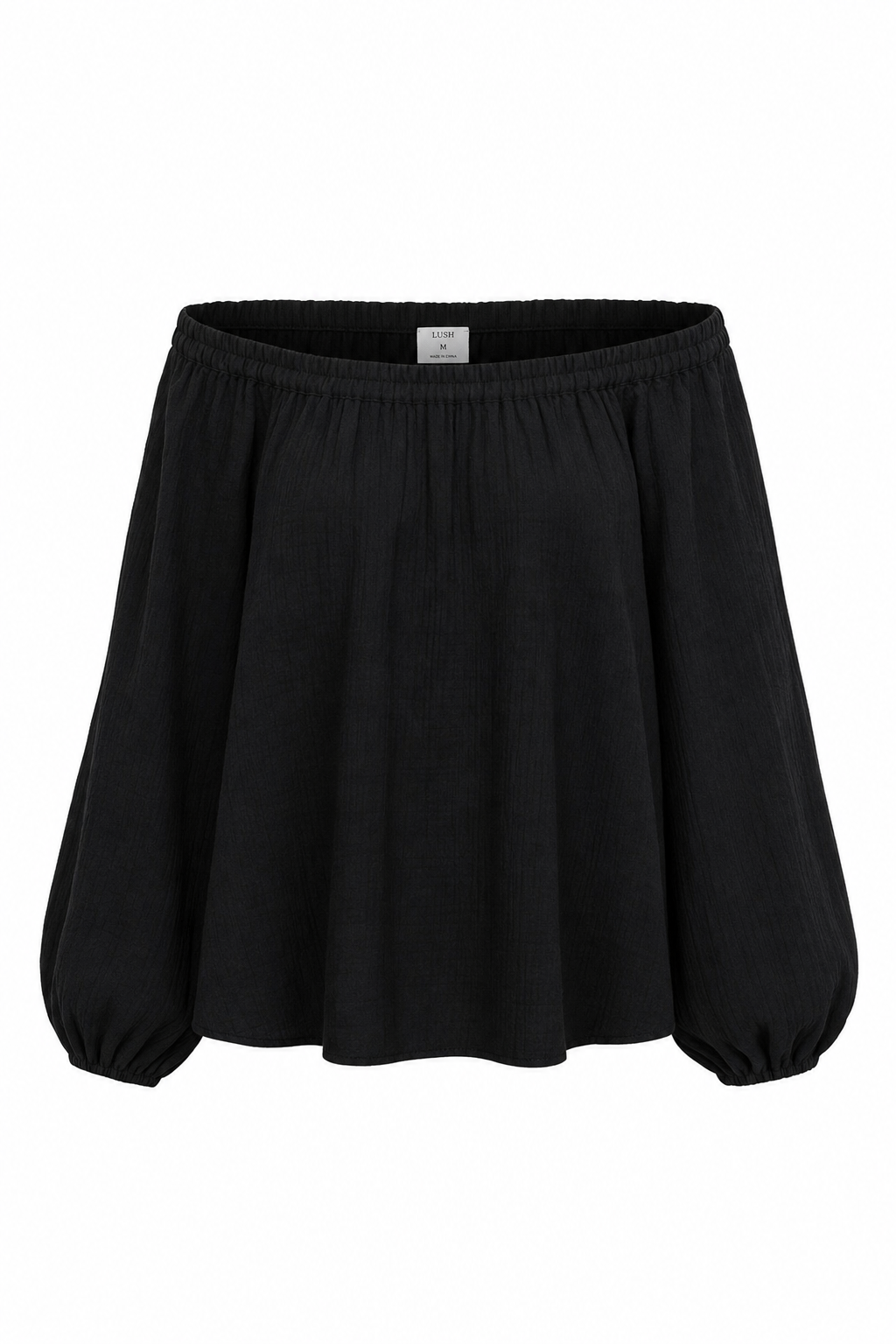 Black Linen Off the Shoulder Top