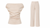 Sand Off the Shoulder Top & Trouser Set
