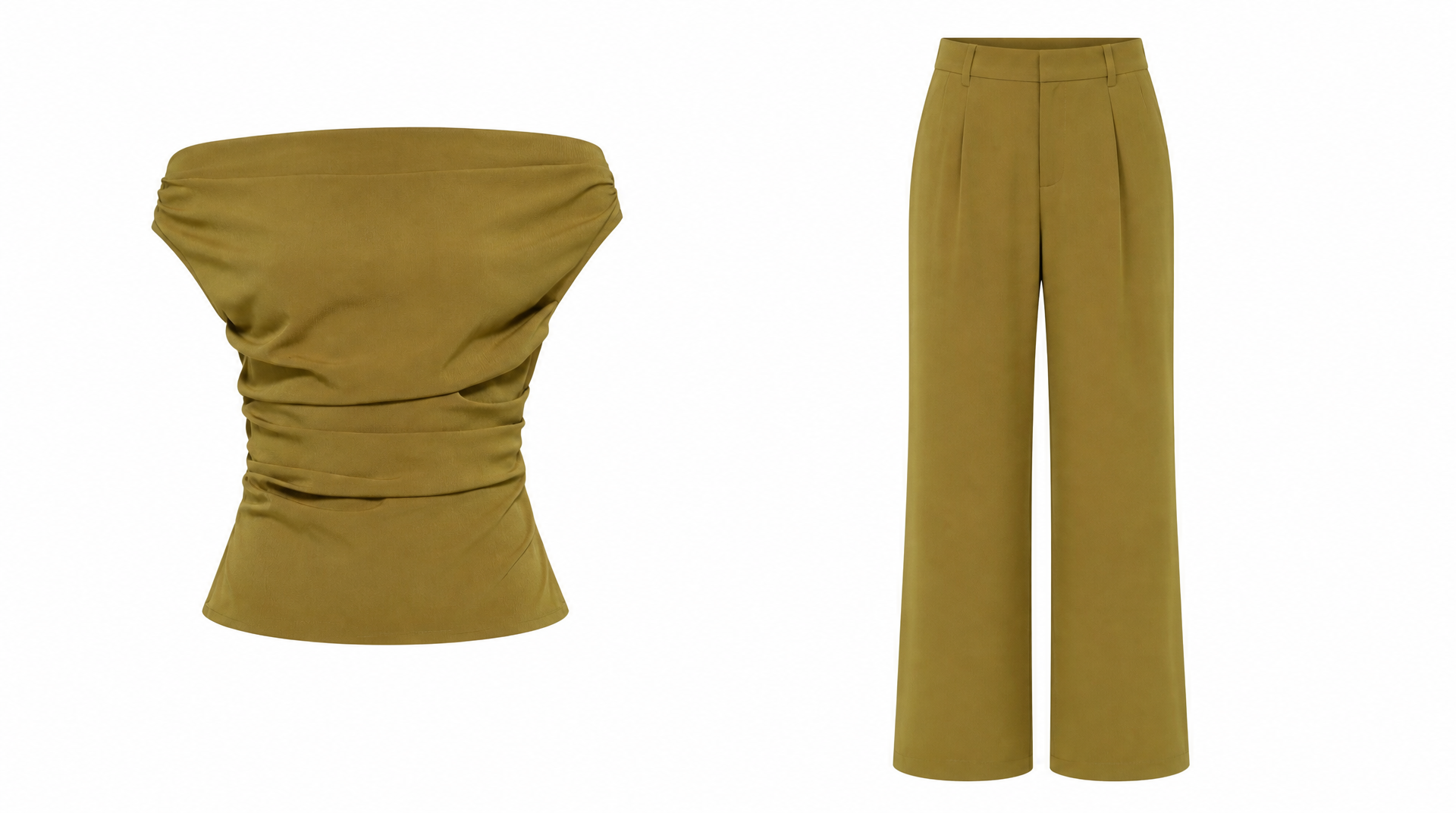 Olive Off the Shoulder Top & Trouser Set