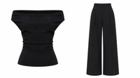 Black Off the Shoulder Top & Trouser Set