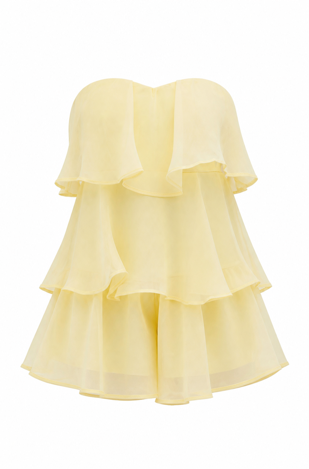 Yellow Ruffle Tiered Romper