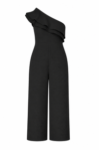 Black One Shoulder Ruffle Jumpsuit