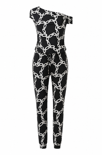 Black Off the Shoulder Chain Jumpsuit