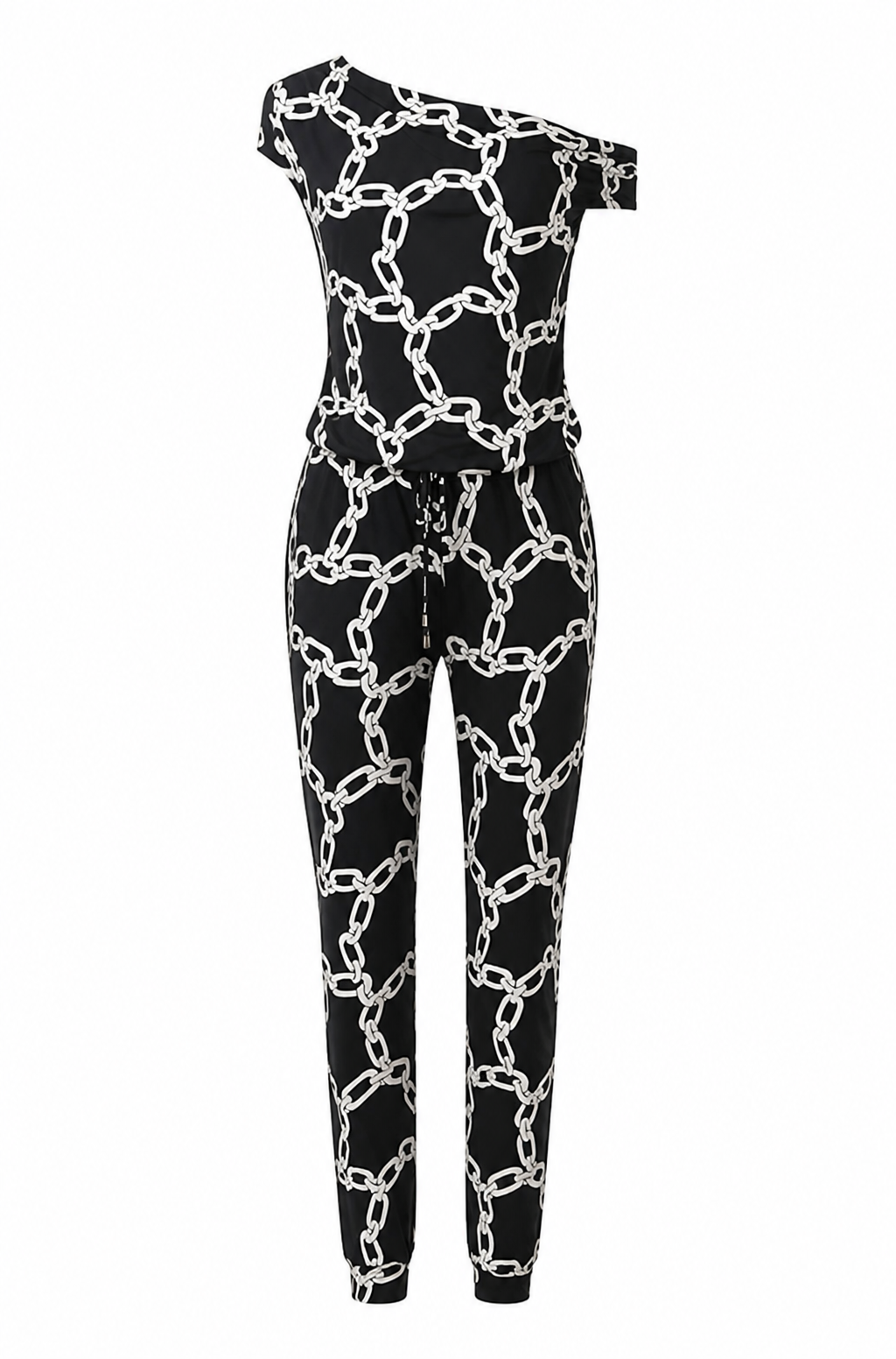 Black Off the Shoulder Chain Jumpsuit
