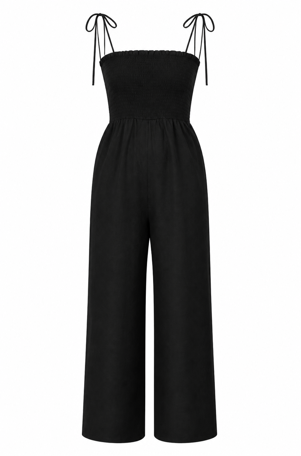 Black Smocked Jumpsuit