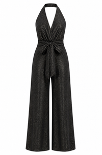 Black sequin halter jumpsuit