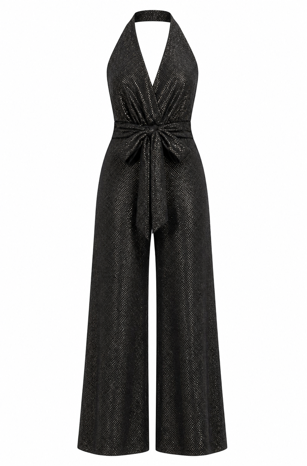 Black sequin halter jumpsuit