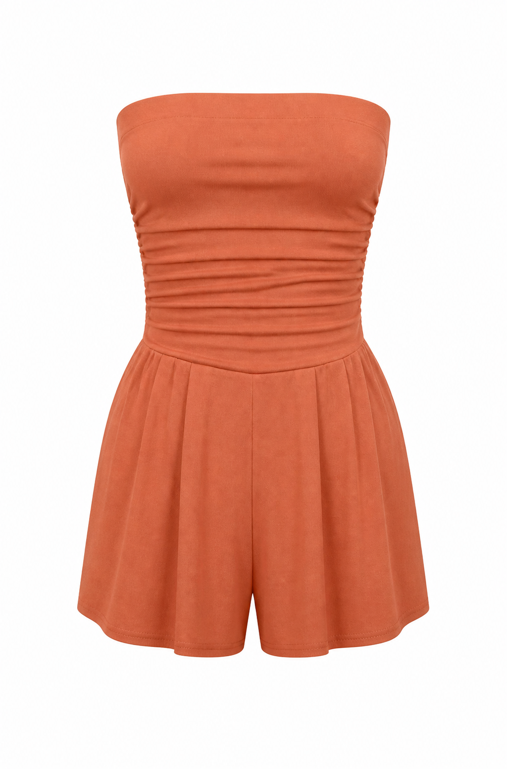 Burnt Sienna Strapless Romper w/ Pockets