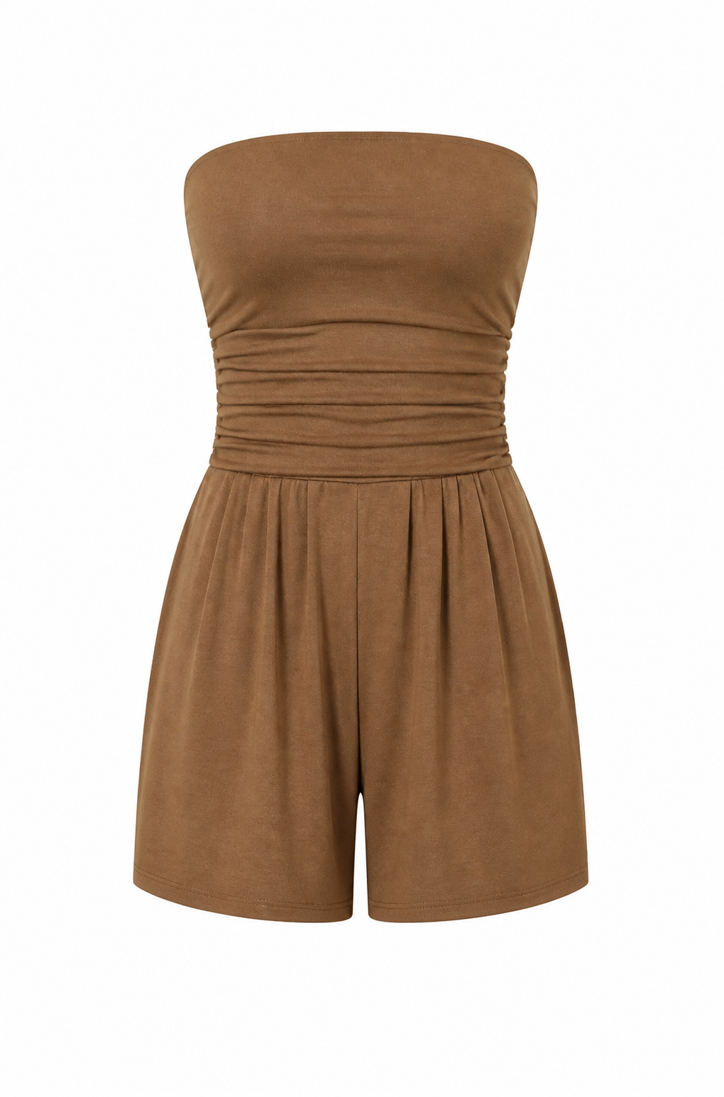 Brown Strapless Romper w/ Pockets