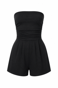 Black Strapless Romper w/ Pockets