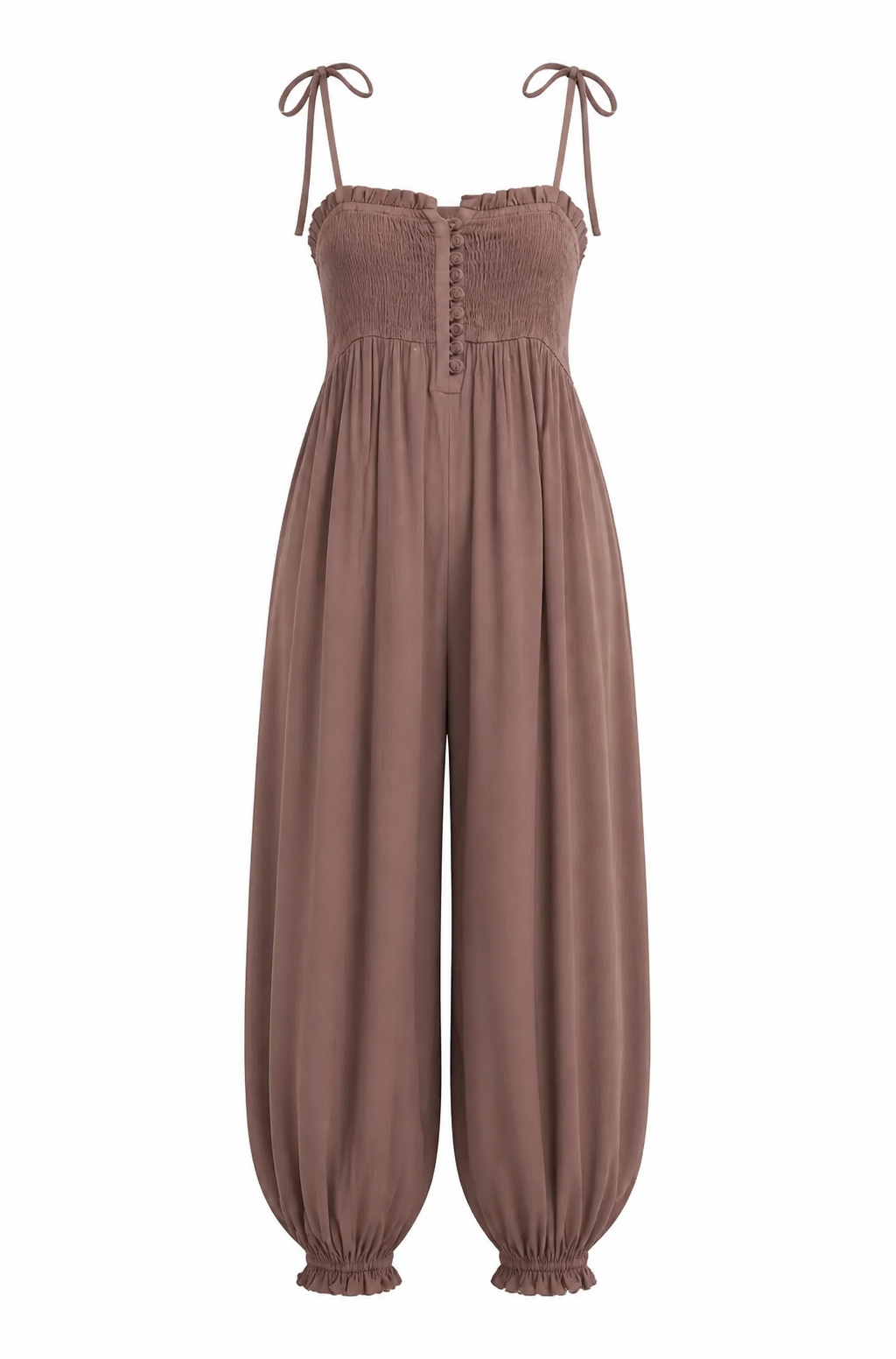 Mocha Smocked Jumpsuit