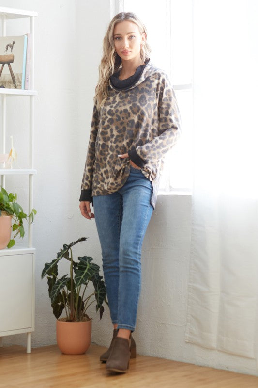 Leopard Mock Neck Sweatshirt