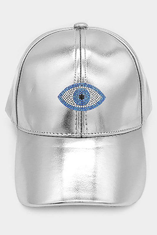 Metallic Silver Evil Eye Hat