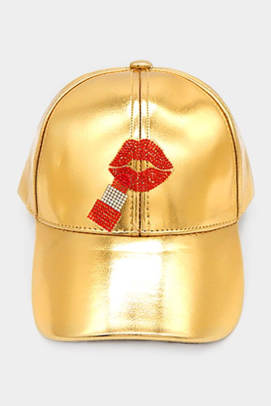 Metallic Gold Lipstick Hat