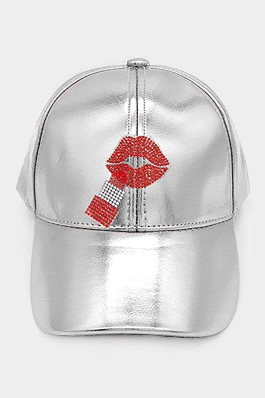 Metallic Silver Lipstick Hat