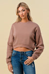 Light Brown Crop Fleece Crewneck Sweatshirt