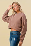 Light Brown Crop Fleece Crewneck Sweatshirt